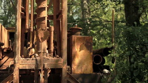 Water well drilling rig.Artesian well. Stock Footage 133115454