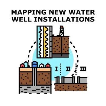 Water well installation process mapping vector concept Stock Illustration