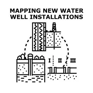 Water well installation process mapping vector concept Stock Illustration