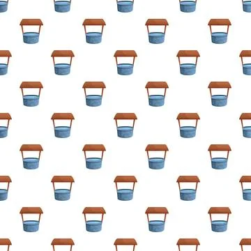 Water well seamless pattern design displaying rustic theme Stock Illustration
