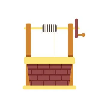 Water well structure with crank and brick base Stock Illustration