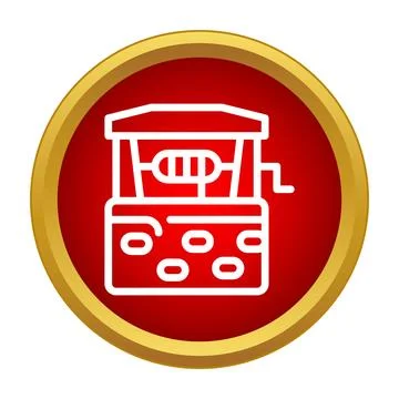 Water well structure line icon in red circle Stock Illustration
