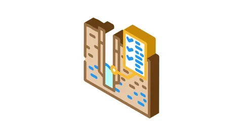 Water well testing hydrogeologist isometric icon animation Stock Footage 327290502