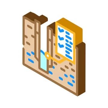 Water well testing hydrogeologist isometric icon vector illustration 스톡 일러스트