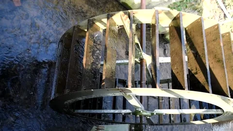 Water wheel in a brook Stock Footage 130441447