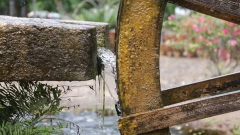 Water wheel closeup 스톡 동영상 74064233