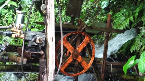 Water wheel in the forest area Stock Footage 266920489