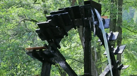 Water Wheel In The Forest Stock Footage 41312831