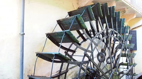 Water wheel mill working closeup Stock Footage 66718325
