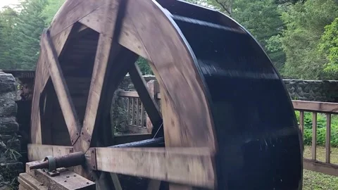 Water Wheel Moving Side View Stock Footage 246715654