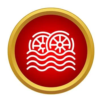 Water wheels generating hydropower in water, renewable energy icon Stock Illustration