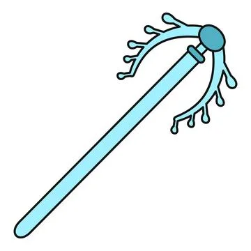Water wizard staff creating a splash effect Stock Illustration