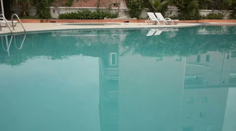 Water zone of hotel territory with pool close-up Stock Footage 34272526