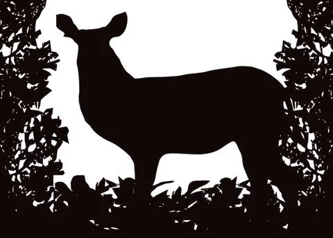 Waterbuck in isolated bush frame vector Stock Illustration