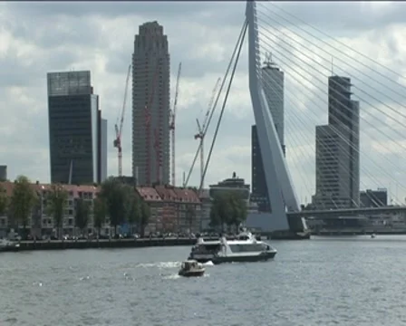 Waterbus by Erasmusbridge Stock Footage 8337080