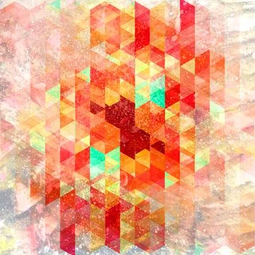 Watercolor abstract background with geometric objects Stock Illustration