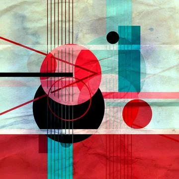 Watercolor abstract background with geometric objects Stock Illustration