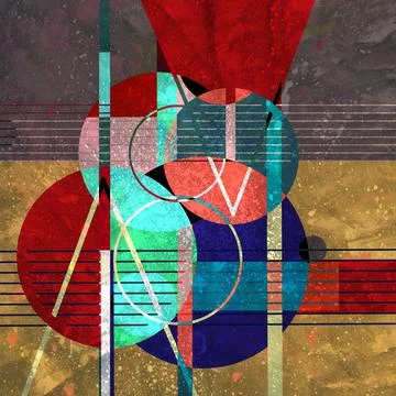Watercolor abstract background with geometric objects Stock Illustration