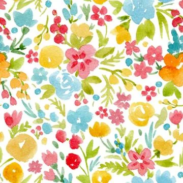 Watercolor abstract floral pattern Stockillustratie