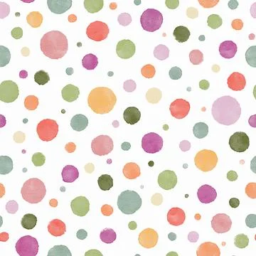 Watercolor abstract polka dot pattern. Multicolor bright circles. Stock Illustration