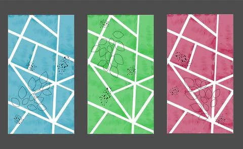 Watercolor abstract poster set Stock Illustration