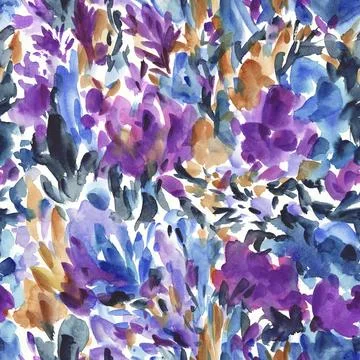 Watercolor abstract seamless pattern with hand-painted watercolor brush strokes. Illustrazione stock