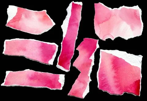 Watercolor abstract textures set of teared paper. Hand painted illustration Stock Illustration