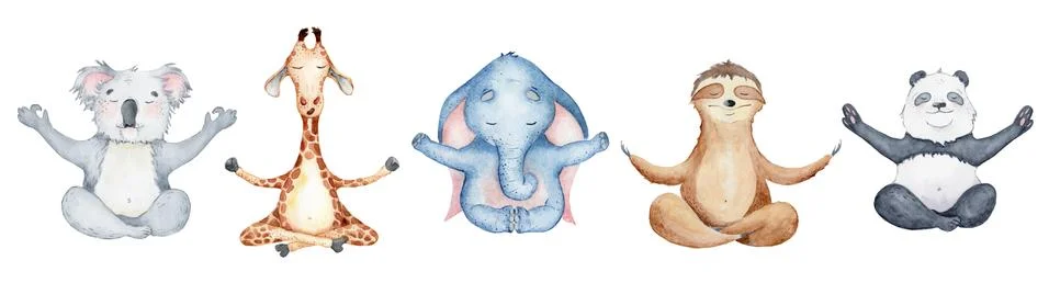 Watercolor animals character collection. Stock Illustration
