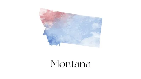 Watercolor animated map showing the state of Montana from the united state of Stock Footage 150769161