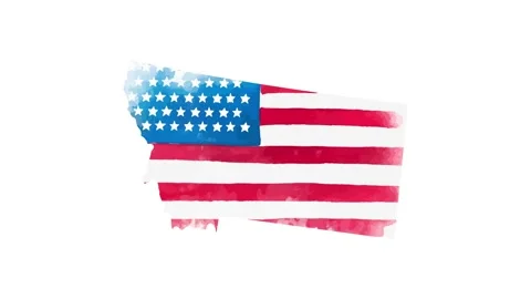 Watercolor animated map showing the state of Montana from the united state of Video stock 150771810