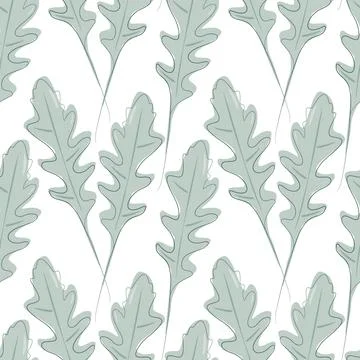 Watercolor Arugula leaves Seamless Pattern in trendy soft green. Healthy eating Stock Illustration
