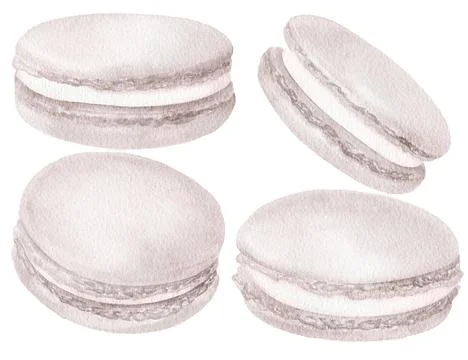 Watercolor assorted macaroons, macarons mix clipart, dessert illustration Stock Illustration