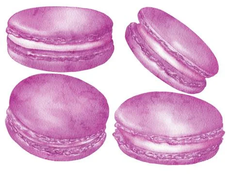 Watercolor assorted macaroons, macarons mix clipart, dessert illustration Stock Illustration