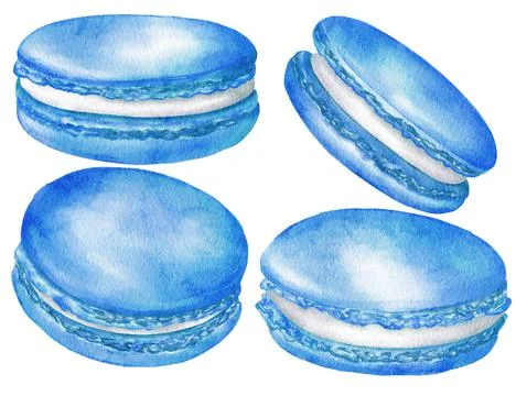 Watercolor assorted macaroons, macarons mix clipart, dessert illustration Stock Illustration