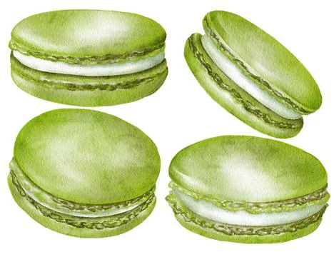 Watercolor assorted macaroons, macarons mix clipart, dessert illustration Stock Illustration