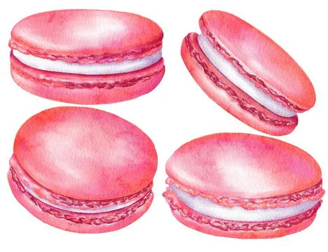 Watercolor assorted macaroons, macarons mix clipart, dessert illustration Stock Illustration