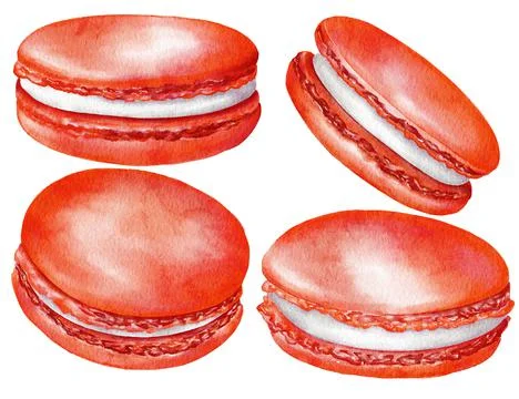 Watercolor assorted macaroons, macarons mix clipart, dessert illustration Stock Illustration