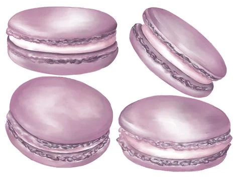 Watercolor assorted macaroons, macarons mix clipart, dessert illustration Stock Illustration
