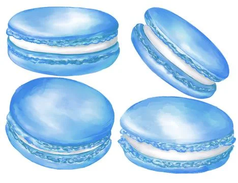 Watercolor assorted macaroons, macarons mix clipart, dessert illustration Stock Illustration