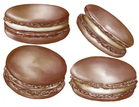 Watercolor assorted macaroons, macarons mix clipart, dessert illustration Stock Illustration