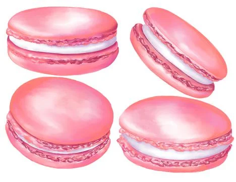 Watercolor assorted macaroons, macarons mix clipart, dessert illustration Stock Illustration