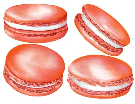 Watercolor assorted macaroons, macarons mix clipart, dessert illustration Stock Illustration