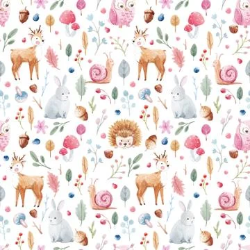 Watercolor baby vector pattern Stock Illustration