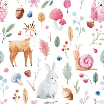 Watercolor baby vector pattern Illustrazione stock