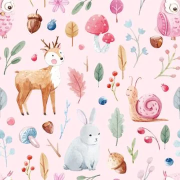 Watercolor baby vector pattern Illustrazione stock