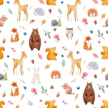 Watercolor baby vector pattern Stockillustratie