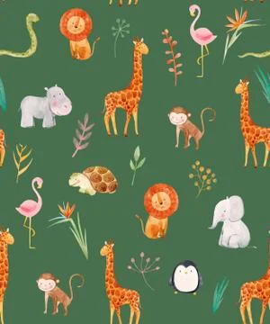 Watercolor baby vector pattern Stockillustratie