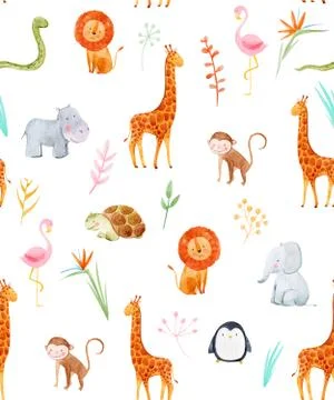 Watercolor baby vector pattern Stockillustratie