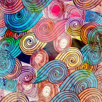 Watercolor background with abstract elements Stock Illustration