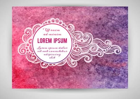 Watercolor background with decorative elements and place for your text. Stock Illustration